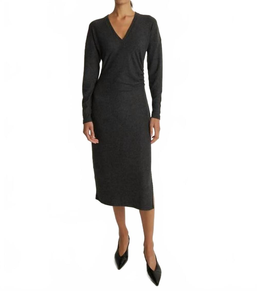 NEW NATION LTD sandrine midi dress in heather charcoal